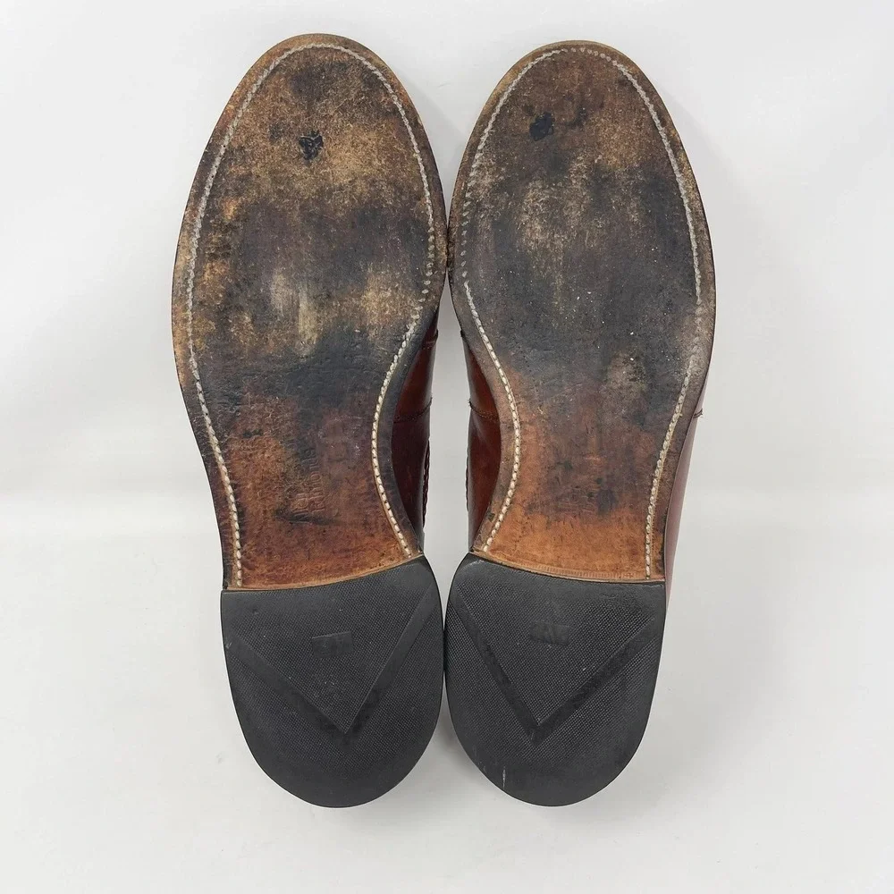 Allen Edmonds Cody Tassel Loafers Mens‎ 11 Brown Leather Woven Basketweave 1849